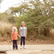 Saeryn and Gwennyth on the path at the lodge.
