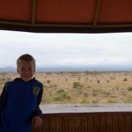 Torin in the tower, as we took one last unsuccessful look for Kilimanjaro. Still a great view though! Early in the morning we saw zebra, watebuck, and stocks in the water, but it was very hard to get a picture because the light was so dim yet.